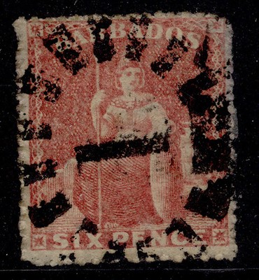 barbados-qv-sg29-6d-rose-red-used-cat-25