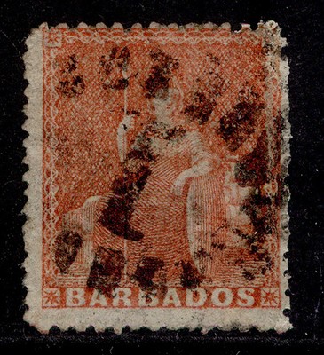 barbados-qv-sg28-4d-dull-vermilion-used-cat-130