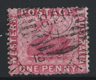 western-australia-1861-4d-rose-perf-14-wmk-swan-shallow-thin-otherwise-fu
