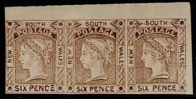aus-new-south-wales-qv-sg-1852-53-6d-brown-reprint-corner-strip-of-3-unused