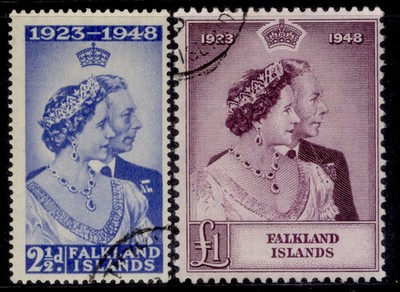 falkland-islands-gvi-sg166-167-1949-royal-silver-wedding-set-fine-used-cat-66