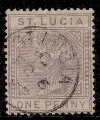 st-lucia-qv-sg39-1d-dull-mauve-fine-used-cds-pmk