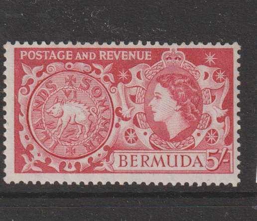 bermuda-qeii-1953-5-hog-coin-mm-sg-148-cat-24-00-free-post-free-returns