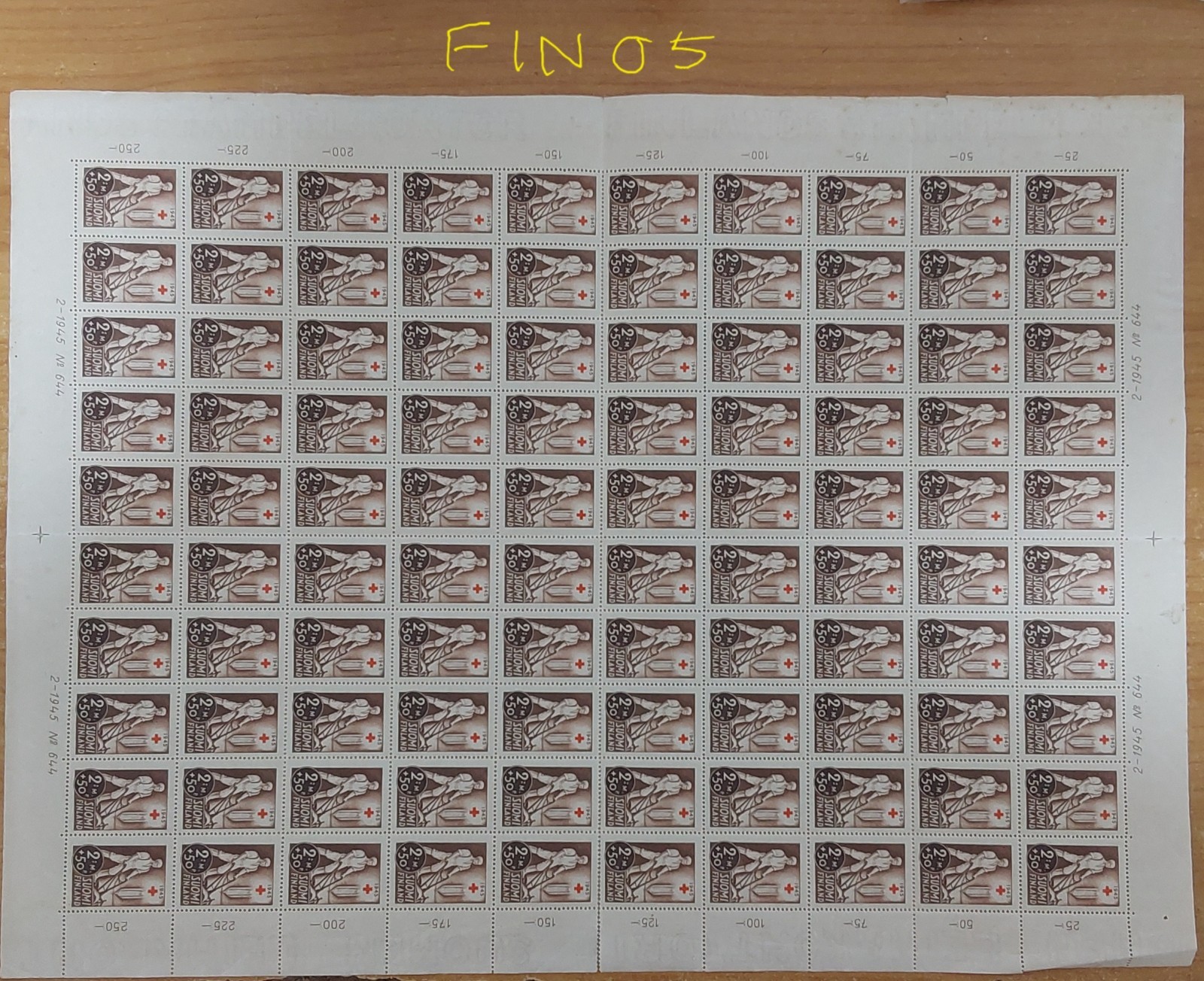 finland-1945-red-cross-charity-2-0-50mk-brown-red-full-sheet-mnh-fin05