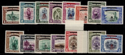north-borneo-gvi-sg335-349-1947-complete-set-vlh-mint-cat-110