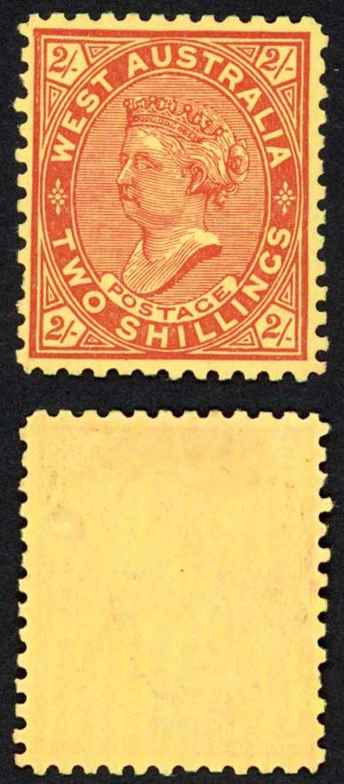 western-australia-sg134-2-brown-red-yellow-wmk-v-over-crown-perf-11-m-m