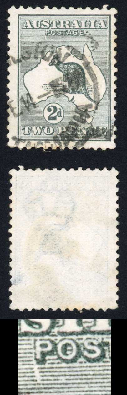 australia-sg3-2d-grey-kangaroo-1st-wmk-die-1-scratch-under-p-of-postage