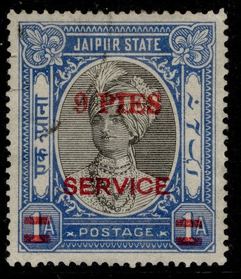 indian-states-jaipur-gv-sg-o32-9p-on-3a-black-blue-fine-used