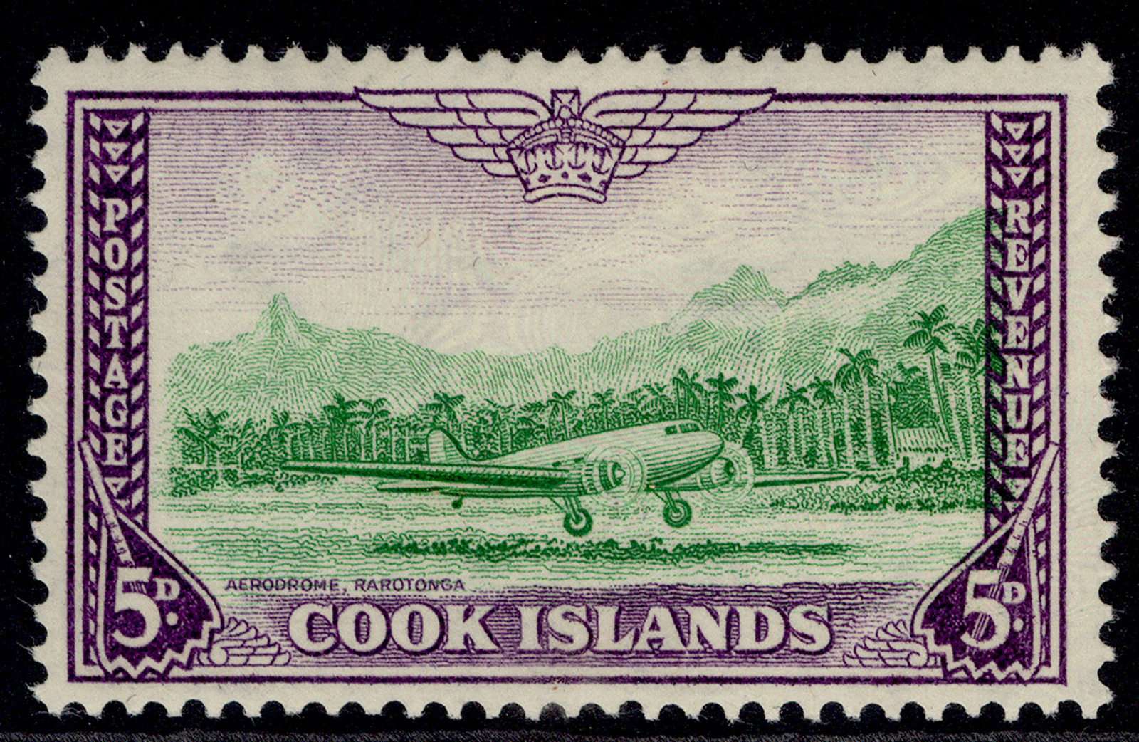 cook-islands-gvi-sg154-5d-emerald-green-violet-m-mint