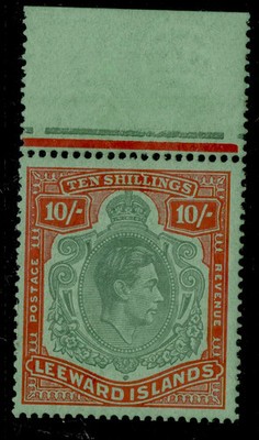 leeward-is-gvi-sg113c-10s-deep-green-deep-vermilion-green-nh-mint-marginal