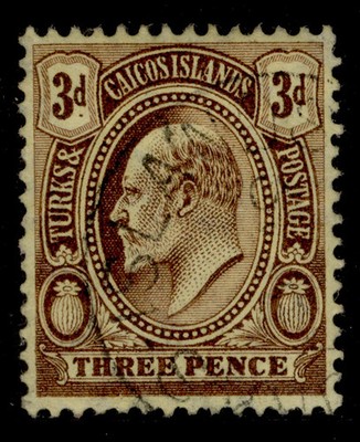 turks-caicos-islands-edvii-sg121-3d-purple-yellow-fine-used