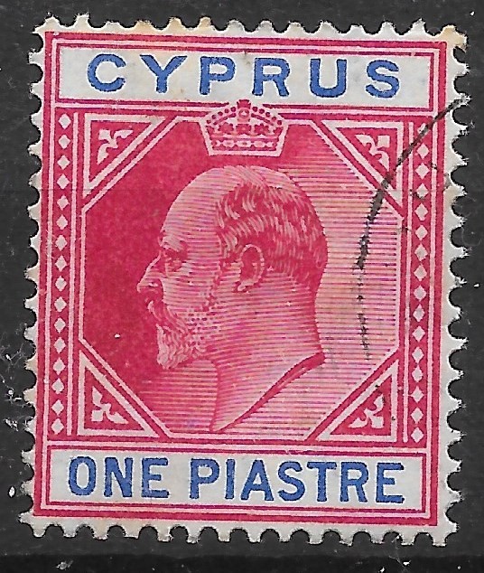 cyprus-sg64-1904-1pi-carmine-blue-fine-used
