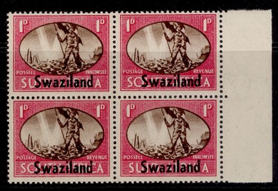 swaziland-gvi-sg39a-1d-barbed-wire-flaw-block-x4-nh-mint-cat-18