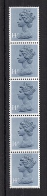 14p-machin-unmounted-mint-coil-strip-of-5