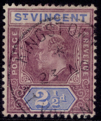 st-vincent-edvii-sg88-2d-dull-purple-blue-very-fine-used-cat-50-cds