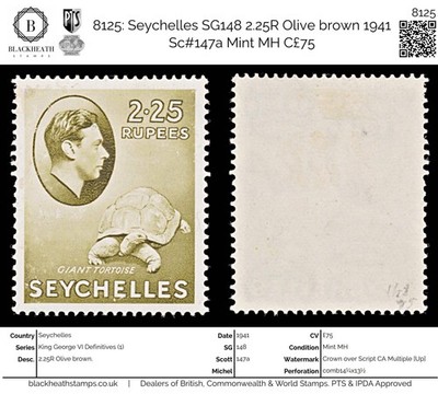8125-seychelles-sg148-2-25r-olive-brown-1941-sc-147a-mint-mh-c75