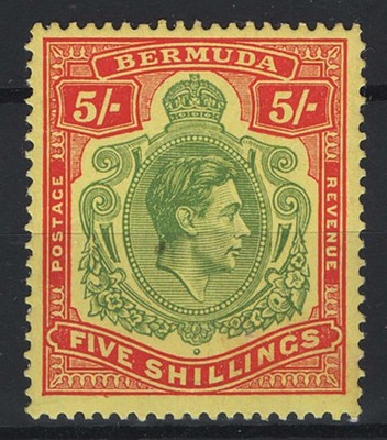 bermuda-1938-5s-green-red-yellow-perf-13-chalky-sg118g-um-light-tone-on-gum