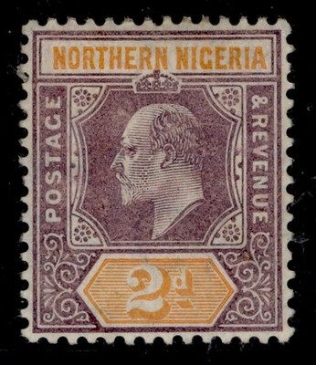northern-nigeria-edvii-sg22-2d-dull-purple-yellow-m-mint-cat-28