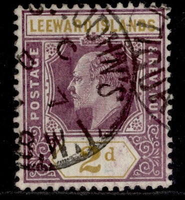 leeward-islands-edvii-sg31-2d-dull-purple-ochre-fine-used-cat-32-cds