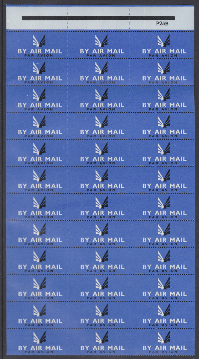 by-air-mail-par-avion-labels-stamps-full-sheet-with-cylinder-p25b-unmounted-mint