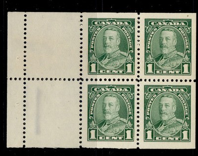 canada-gv-sg341b-1c-green-booklet-pane-of-4-2-labels-nh-mint-cat-70