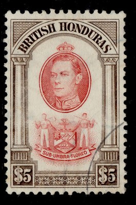 british-honduras-gvi-sg161-5-scarlet-brown-fine-used-cat-120