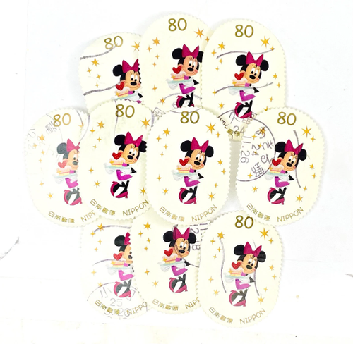 10-x-minnie-mouse-used-japanese-postage-stamps-all-off-paper