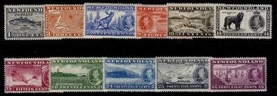 newfoundland-gvi-sg257-267-1937-coronation-issue-set-lh-mint-cat-60