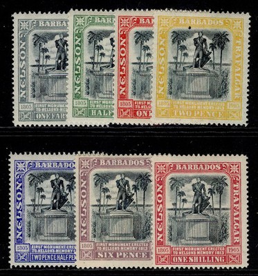 barbados-edvii-sg145-151-1906-nelson-centenary-set-m-mint-cat-75