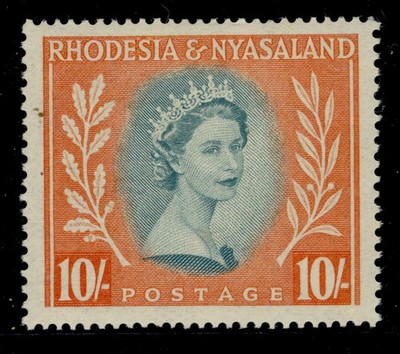 rhodesia-nyasaland-qeii-sg14-10s-dull-blue-green-orange-m-mint-cat-27