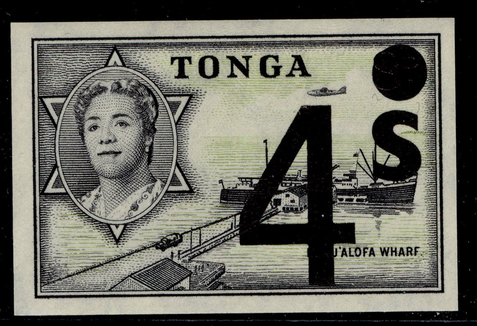 tonga-qeii-sg276-4s-on-8d-black-greenish-yellow-m-mint