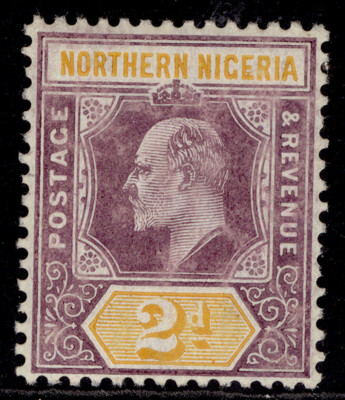 northern-nigeria-edvii-sg22a-2d-dull-purple-yellow-lh-mint-cat-19-chalky