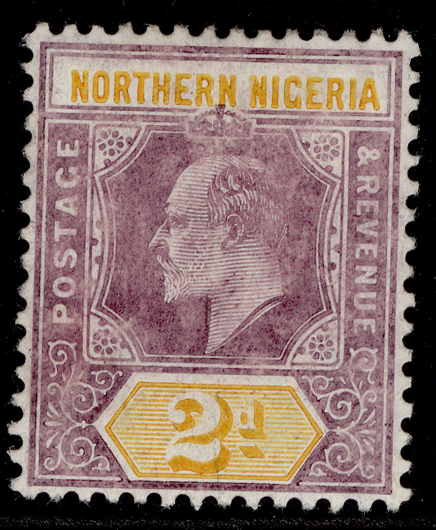 northern-nigeria-edvii-sg22b-2d-dull-purple-yellow-m-mint-cat-19