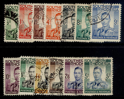 southern-rhodesia-gvi-sg40-52-complete-set-fine-used-cat-23