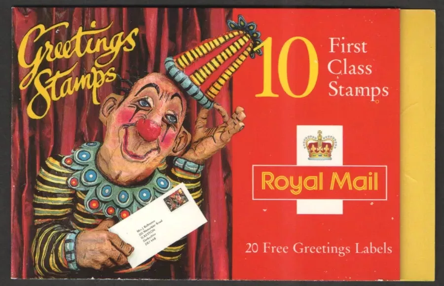 kx7a-1995-clowns-greetings-10-x-1st-with-labels-no-cylinder