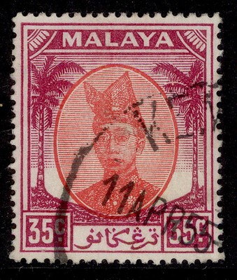 malaysia-trengganu-gvi-sg82-35c-scarlet-purple-fine-used