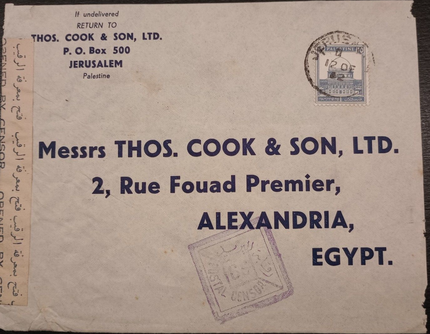 palestine-cover-1941-2-thomas-cook-jerusalem-censored-to-alexandria-egypt
