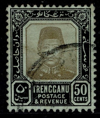 malaysia-trengganu-gv-sg14-50c-black-green-fine-used-cat-20