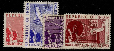india-gvi-sg329-332-1950-inauguration-of-republic-types-set-used-cat-17