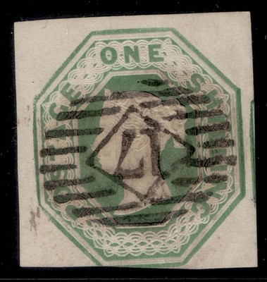 gb-qv-sg55-scarce-1s-green-cut-square-fine-used-cat-750