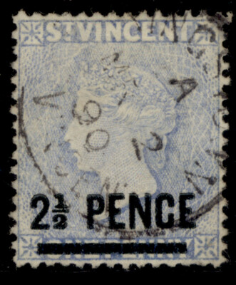 st-vincent-qv-sg49-2d-on-1d-milky-blue-very-fine-used-cat-12-cds