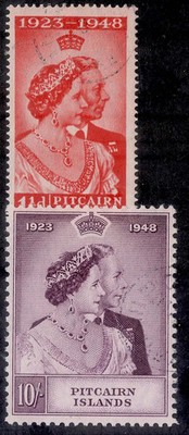 pitcairn-islands-gvi-sg11-12-1948-royal-silver-wedding-set-fine-used-cat-51