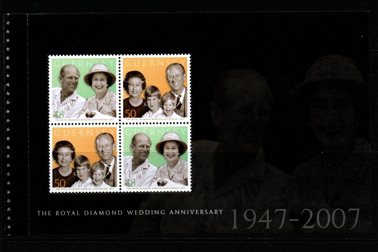 guernsey-sg1177a-2007-diamond-wedding-booklet-pane-mnh