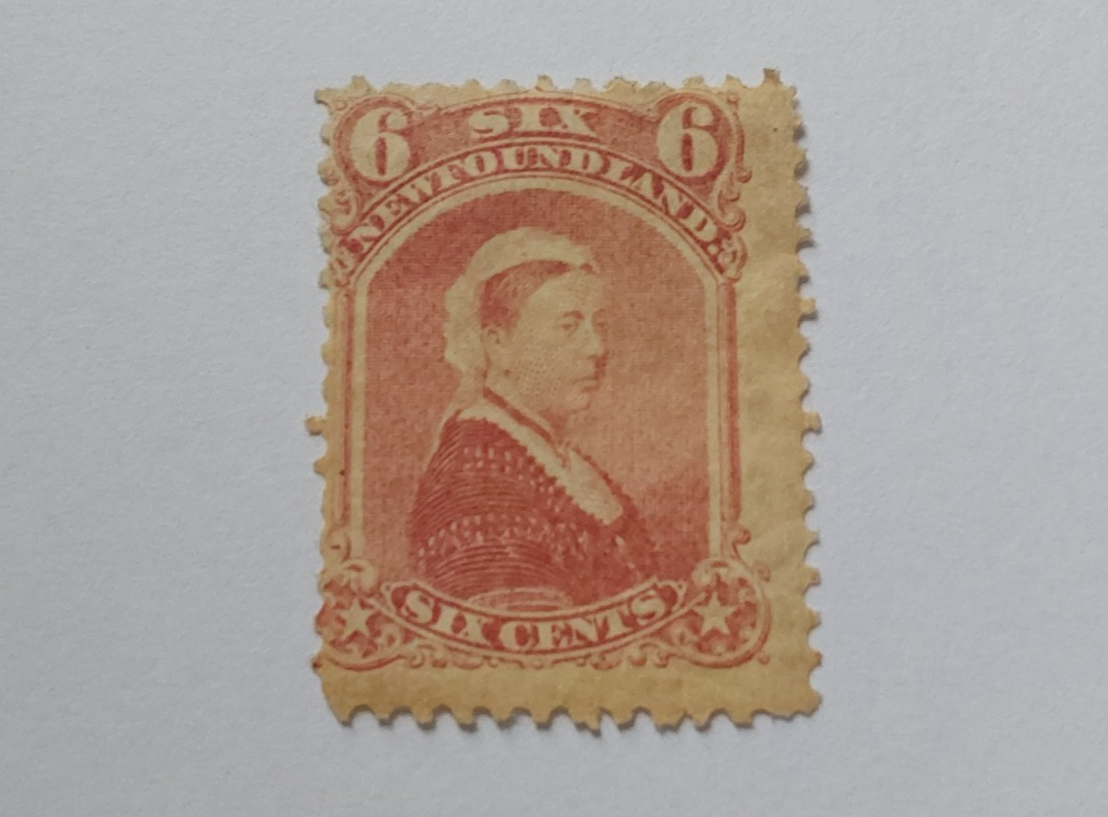 newfoundland-1868-6c-rose-p12-used-unused-mng-nfl04