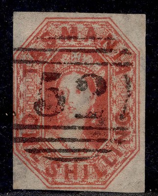 australia-tasmania-qv-sg41-1s-vermilion-used-cat-95