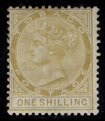 tobago-qv-sg12-1s-yellow-ochre-m-mint-cat-120-wmk-cc
