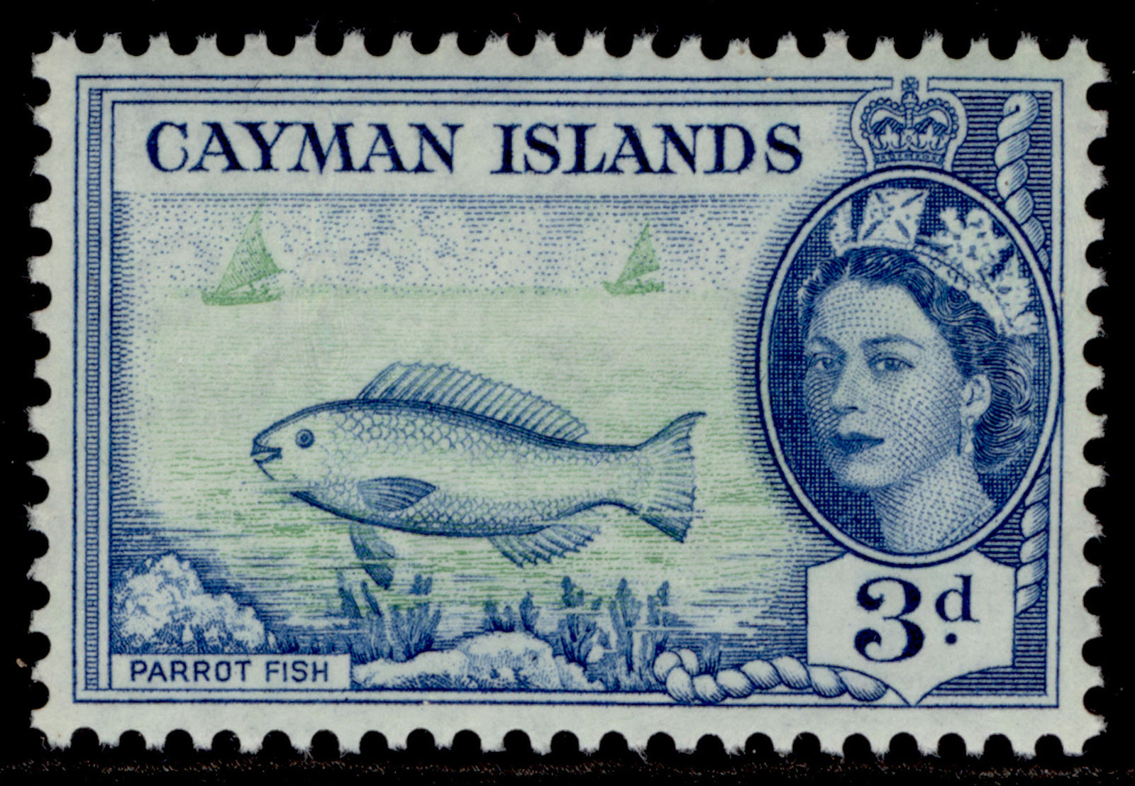 cayman-islands-qeii-sg154-3d-bright-green-blue-m-mint