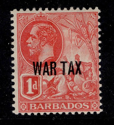 barbados-gv-sg198-1d-pale-red-thicker-bluish-paper-m-mint-cat-12