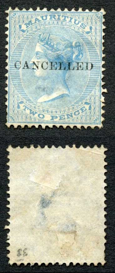 mauritius-sg59-2d-pale-blue-wmk-cc-mint-no-gum-thin-cancelled