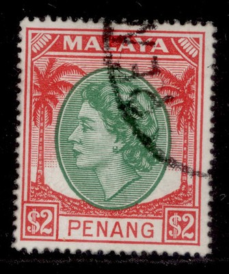 malaysia-penang-qeii-sg42-2-emerald-scarlet-fine-used
